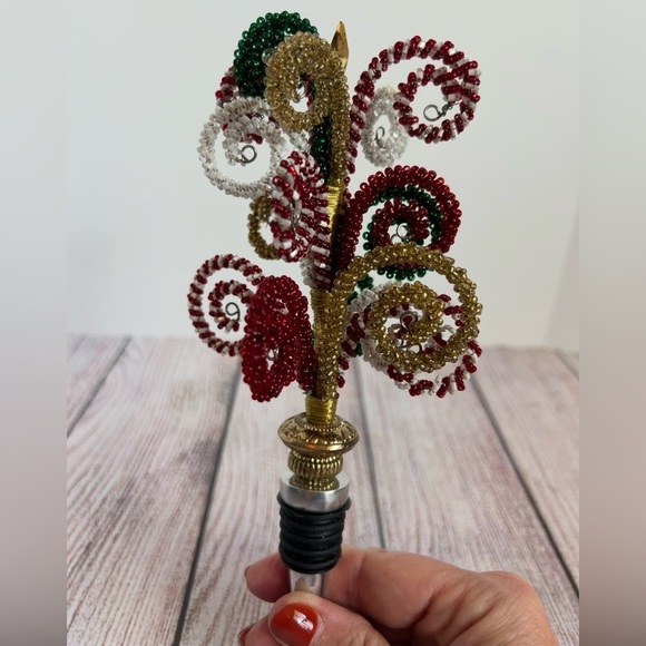 Pier 1 Imports Beaded Holiday Wine Stopper - Picture 1 of 4